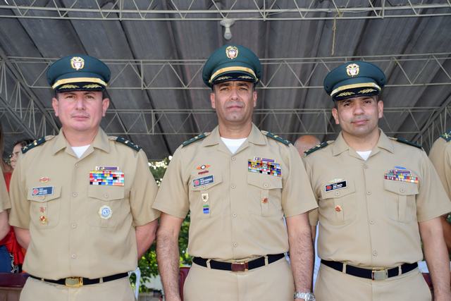 Farid Chaux, Coronel; Oscar Rodríguez, Comandante de la Novena Brigada; Jaime Rincón, Coronel
